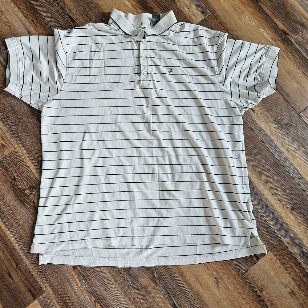 Men's Striped Short-Sleeve Polo Shirt - Light Gray
